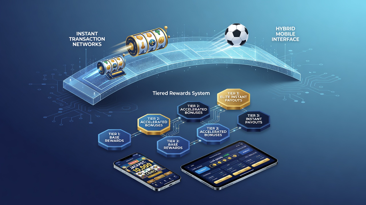 Darstellung gestaffelter Belohnungen und Echtzeit-Transaktionen in einer mobilen Sportwetten- und Slot-App