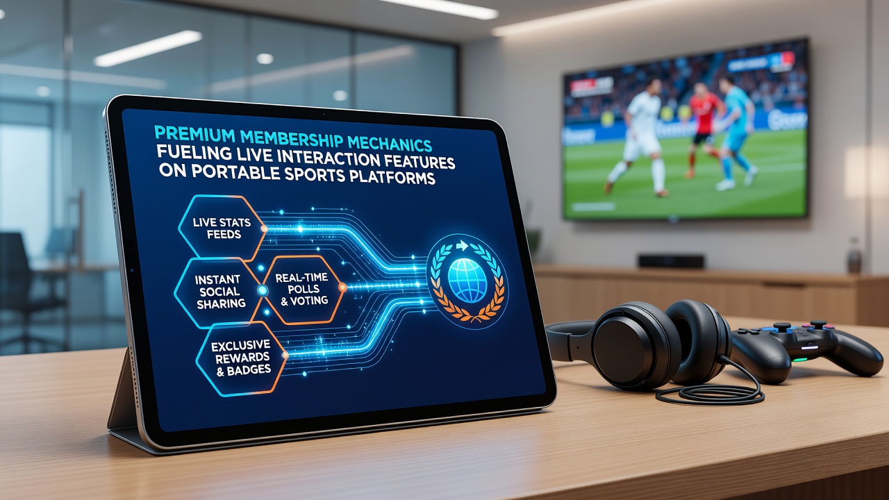 Mobile Ansicht einer Sportplattform mit aktivierten Live-Chat- und Interaktionsfunktionen für Premium-Mitglieder
